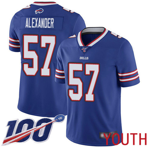 Youth Buffalo Bills 57 Lorenzo Alexander Royal Blue Team Color Vapor Untouchable Limited Player 100th Season NFL Jersey